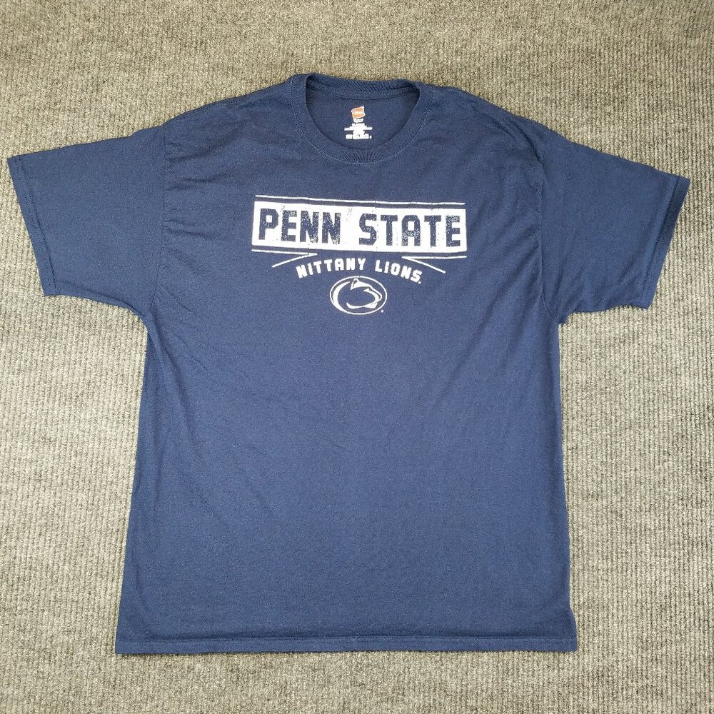 Hanes Tagless Penn State Shirt Mens XL Blue Short Sleeve Crew Neck Nittany Lions